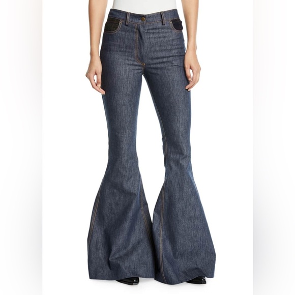 ROSIE ASSOULIN High-Rise Plaid-Pocket Flare-Leg Jeans (J1) - Picture 3 of 10